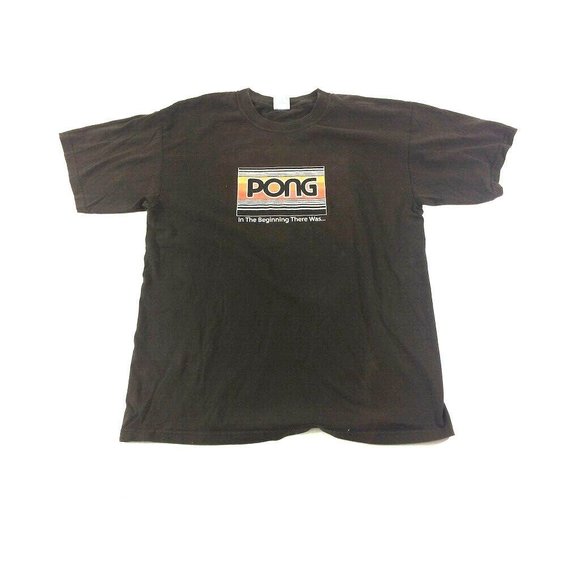 Pong In The Beginning There Was.. Atari Retro Video Game Tennis T Shirt Size M - Picture 2 of 4